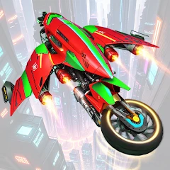 Light Bike Race Flying Stunts
